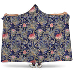 Indian Rose Paisley Pattern Print Hooded Blanket