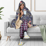 Indian Rose Paisley Pattern Print Hooded Blanket