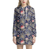 Indian Rose Paisley Pattern Print Hoodie Dress