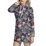 Indian Rose Paisley Pattern Print Hoodie Dress