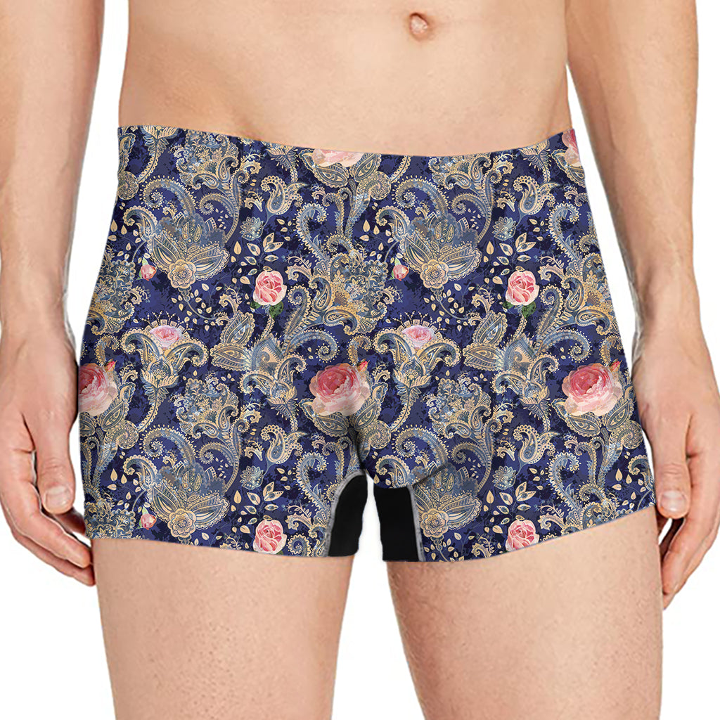 Indian Rose Paisley Pattern Print Men's Boxer Briefs