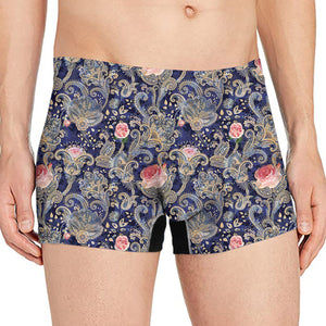 Indian Rose Paisley Pattern Print Men's Boxer Briefs