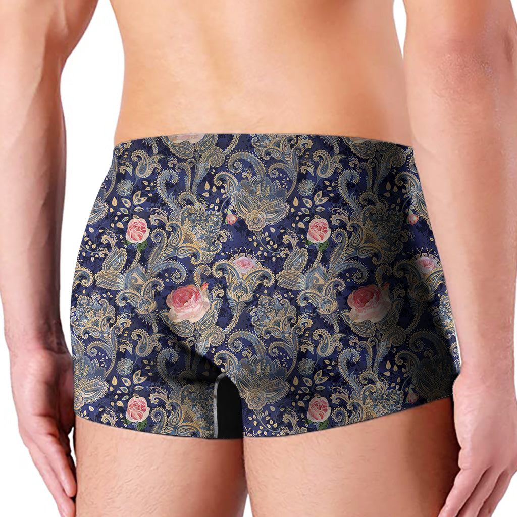 Indian Rose Paisley Pattern Print Men's Boxer Briefs