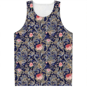 Indian Rose Paisley Pattern Print Men's Tank Top