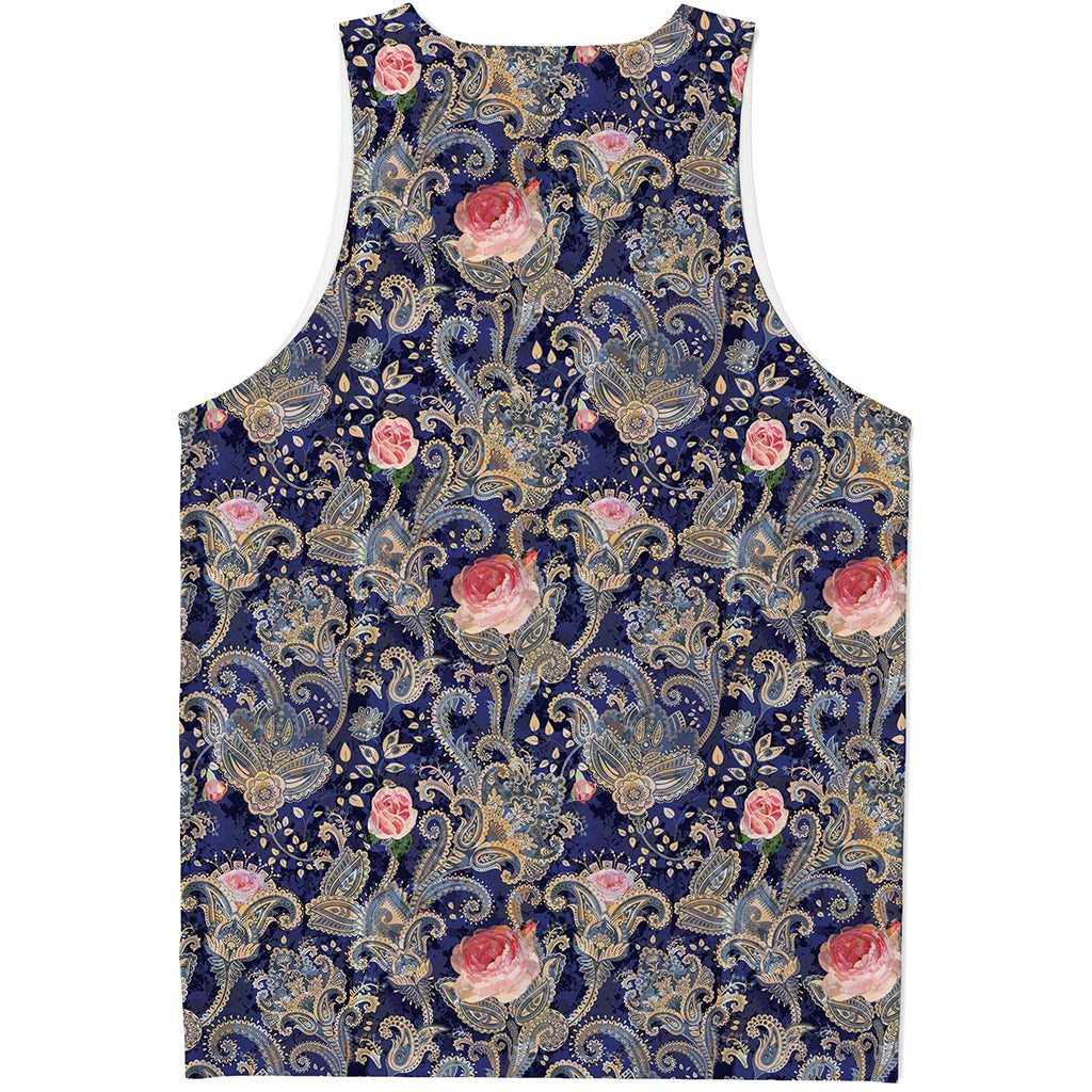 Indian Rose Paisley Pattern Print Men's Tank Top