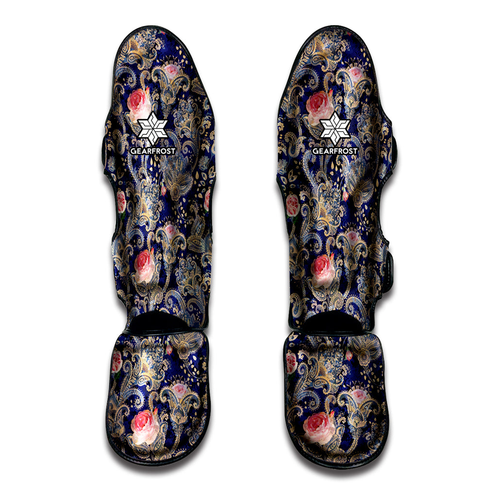 Indian Rose Paisley Pattern Print Muay Thai Shin Guard