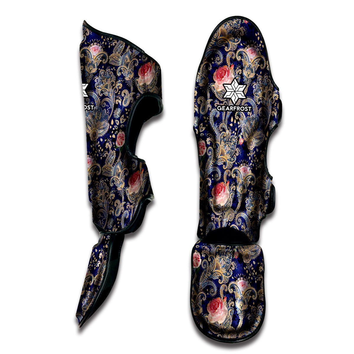 Indian Rose Paisley Pattern Print Muay Thai Shin Guard