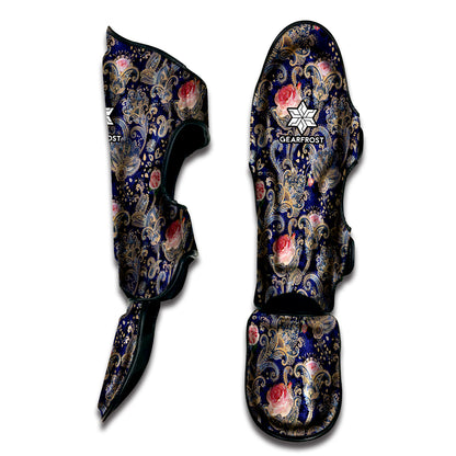Indian Rose Paisley Pattern Print Muay Thai Shin Guard