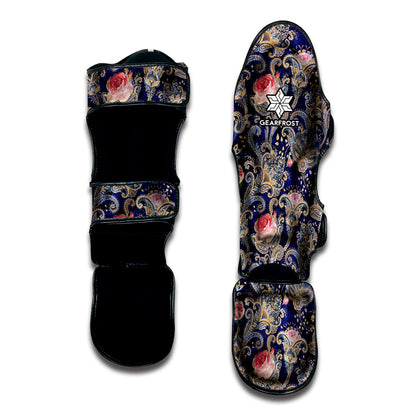 Indian Rose Paisley Pattern Print Muay Thai Shin Guard