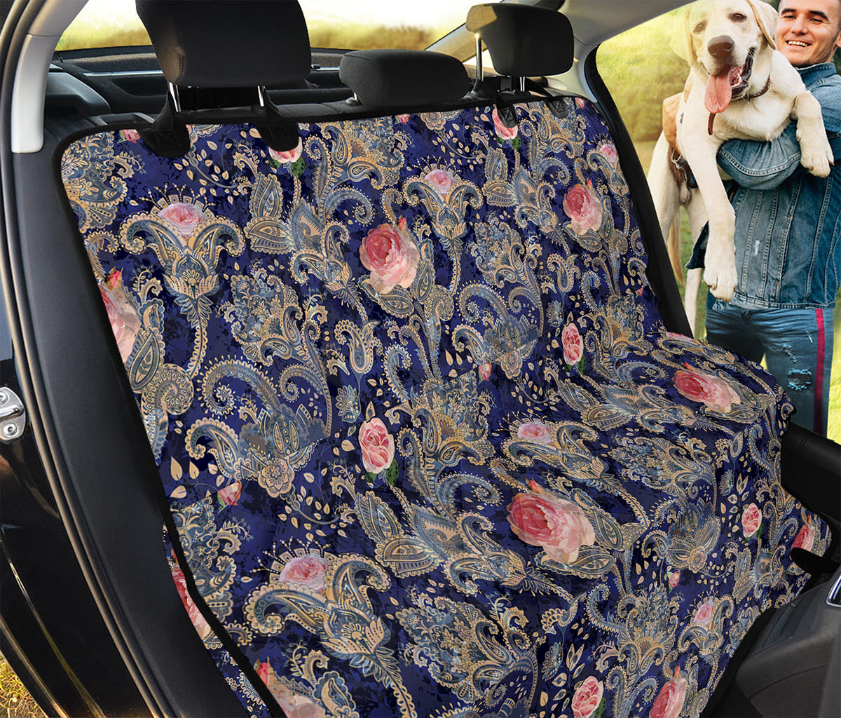 Indian Rose Paisley Pattern Print Pet Car Back Seat Cover