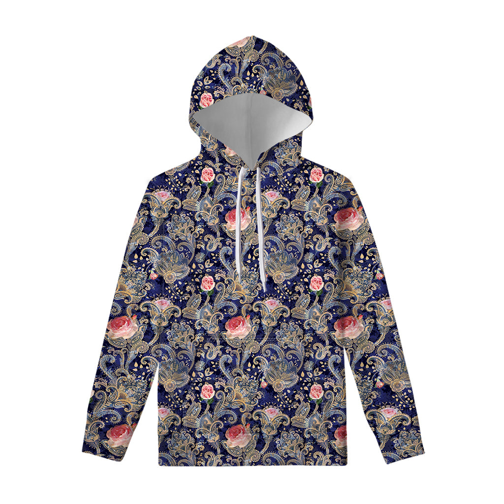 Indian Rose Paisley Pattern Print Pullover Hoodie