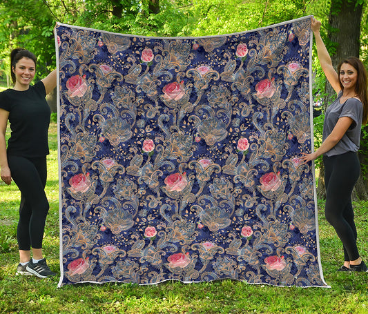 Indian Rose Paisley Pattern Print Quilt
