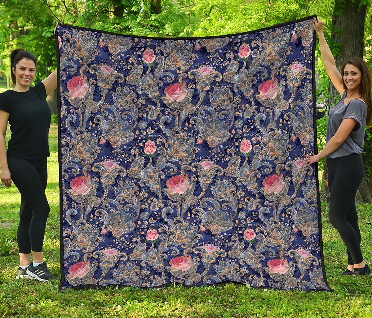 Indian Rose Paisley Pattern Print Quilt