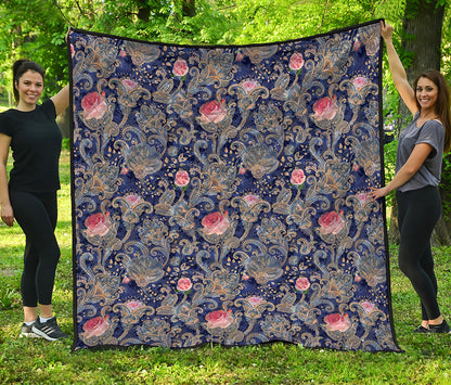 Indian Rose Paisley Pattern Print Quilt