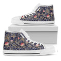 Indian Rose Paisley Pattern Print White High Top Sneakers