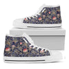 Indian Rose Paisley Pattern Print White High Top Shoes