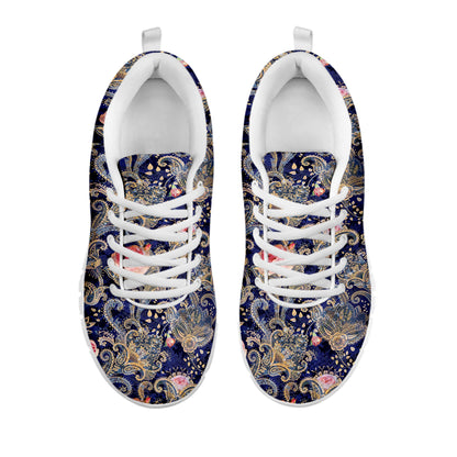 Indian Rose Paisley Pattern Print White Sneakers