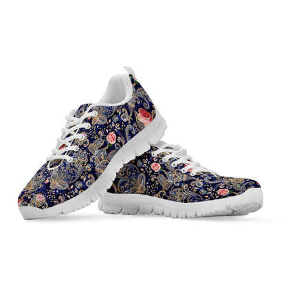 Indian Rose Paisley Pattern Print White Sneakers