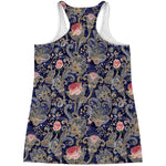 Indian Rose Paisley Pattern Print Women's Racerback Tank Top