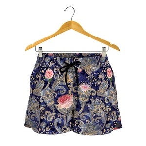 Indian Rose Paisley Pattern Print Women's Shorts