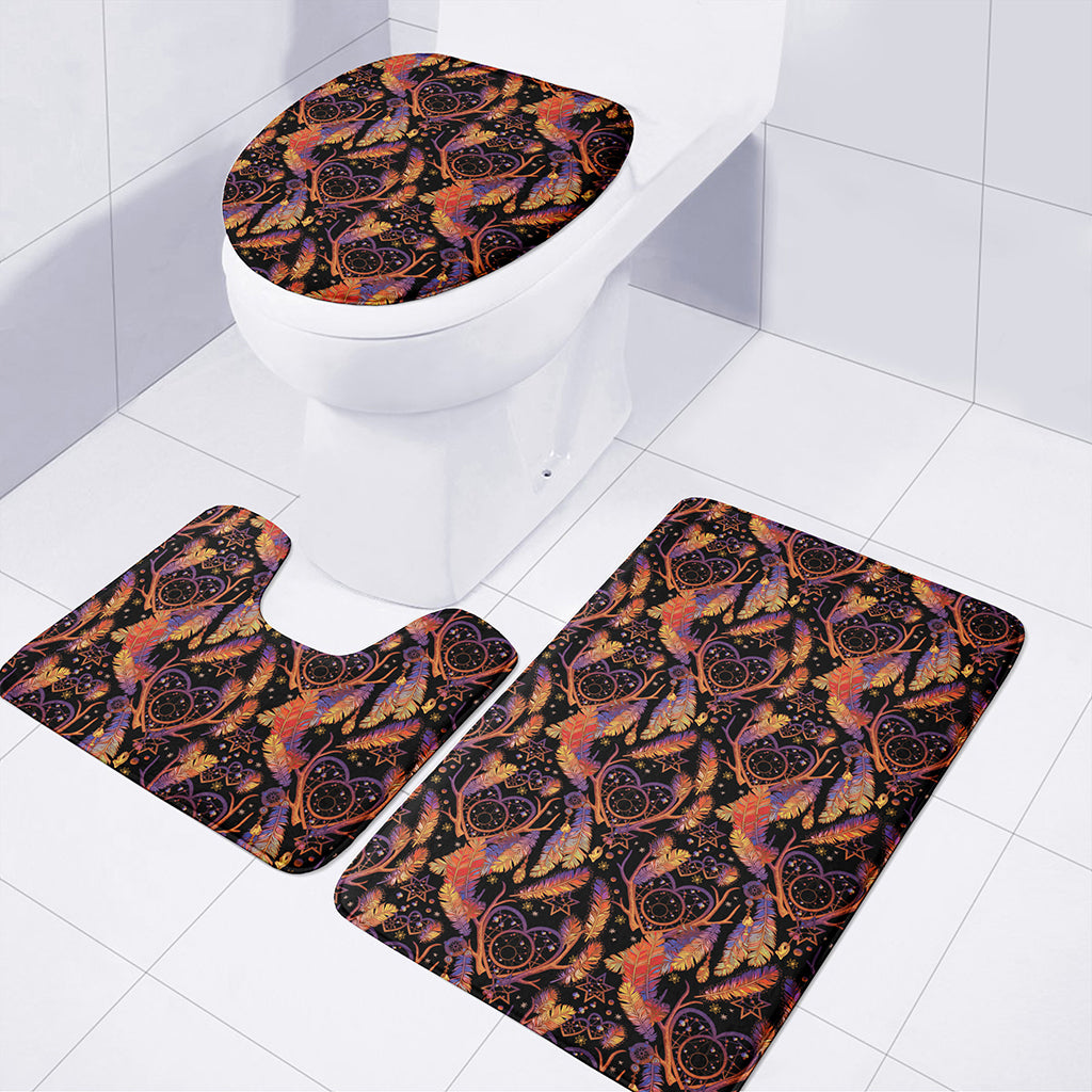 Indian Tribal Dream Catcher Print 3 Piece Bath Mat Set