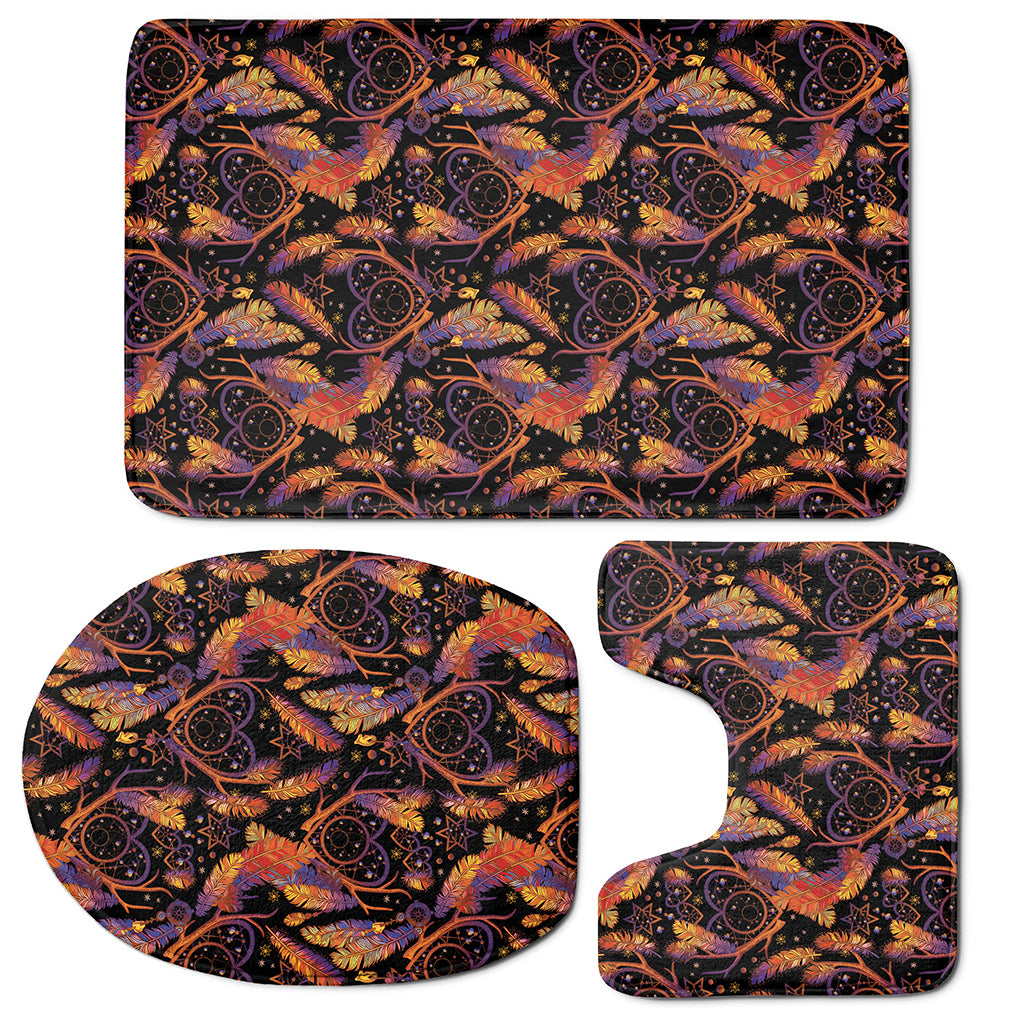 Indian Tribal Dream Catcher Print 3 Piece Bath Mat Set