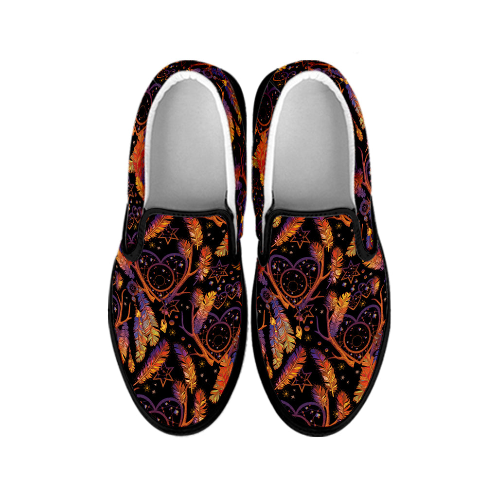 Indian Tribal Dream Catcher Print Black Slip On Shoes