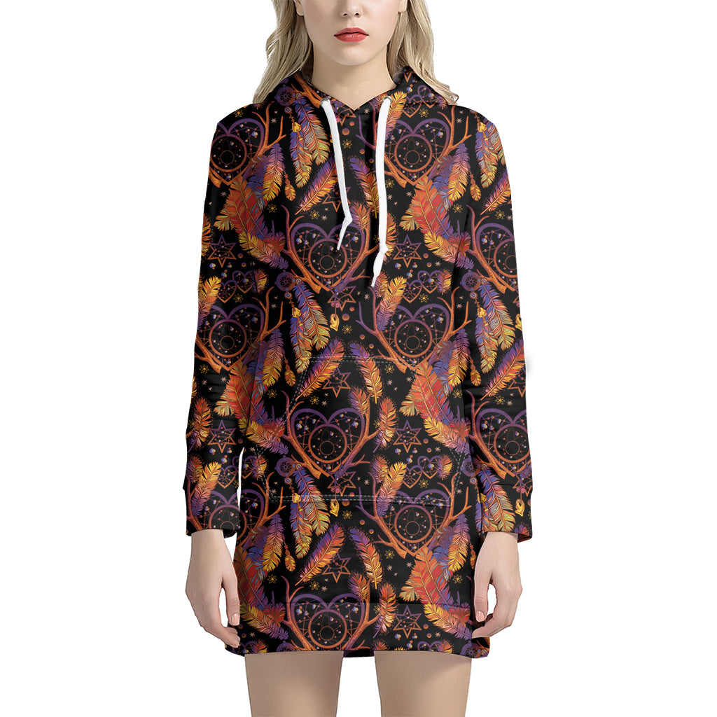 Indian Tribal Dream Catcher Print Hoodie Dress