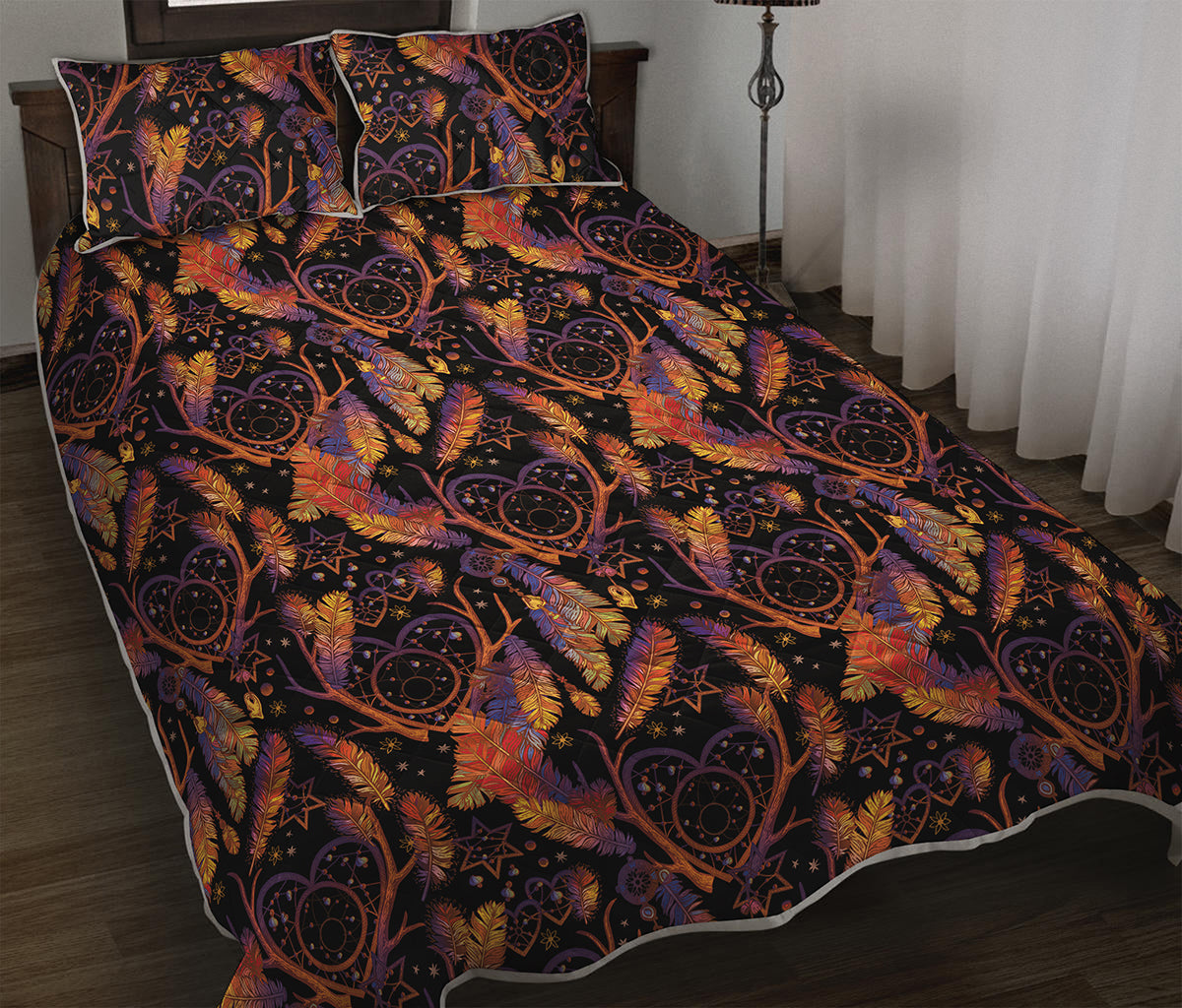 Indian Tribal Dream Catcher Print Quilt Bed Set