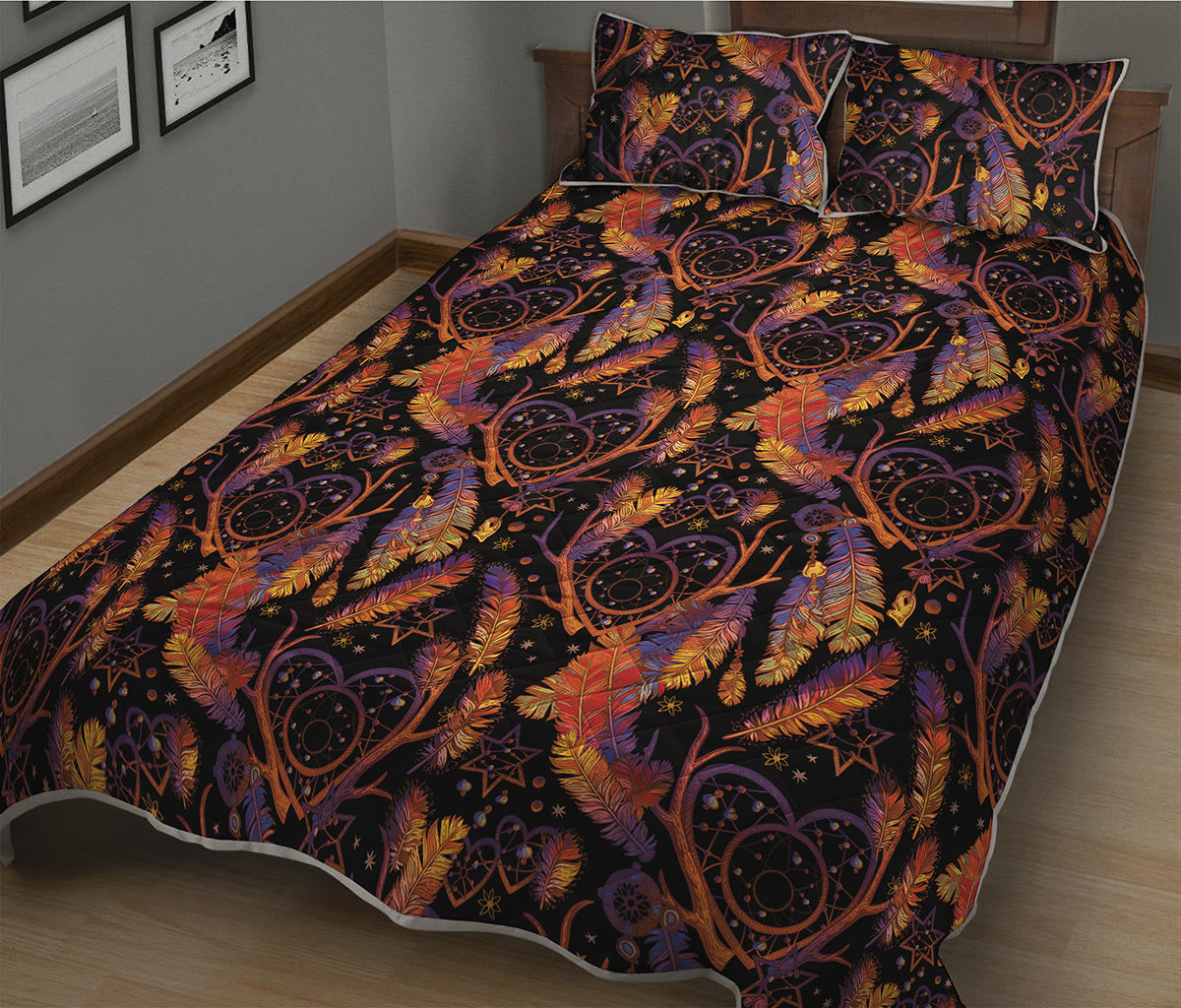 Indian Tribal Dream Catcher Print Quilt Bed Set