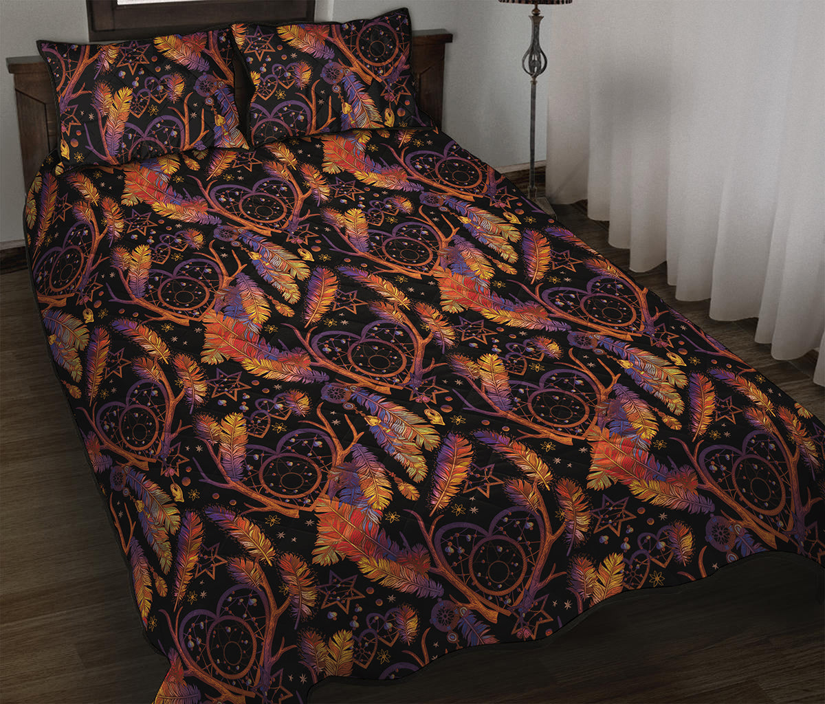 Indian Tribal Dream Catcher Print Quilt Bed Set