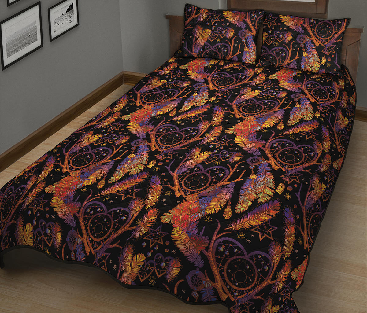 Indian Tribal Dream Catcher Print Quilt Bed Set