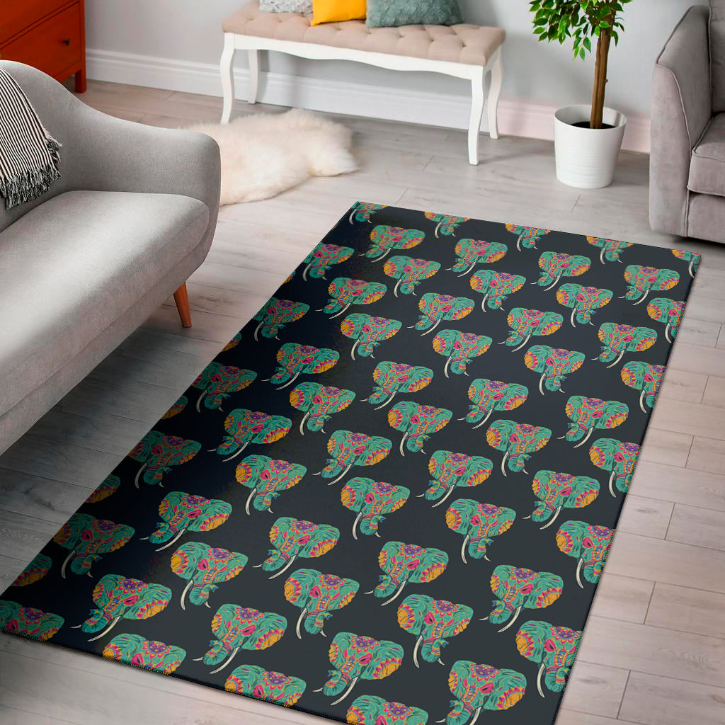Indian Tribal Elephant Pattern Print Area Rug