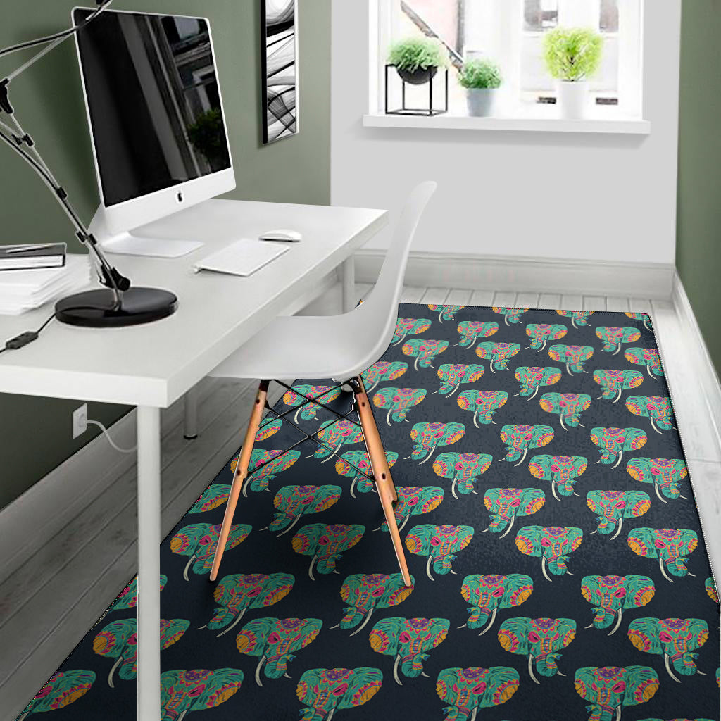 Indian Tribal Elephant Pattern Print Area Rug