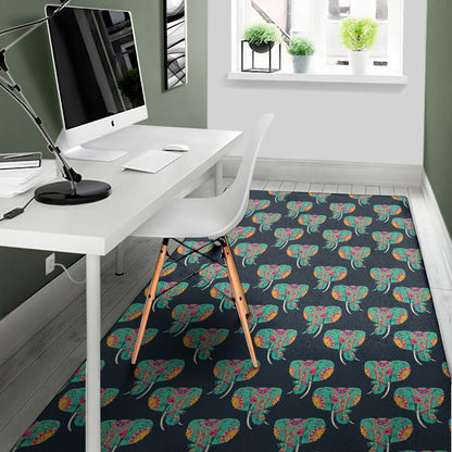 Indian Tribal Elephant Pattern Print Area Rug