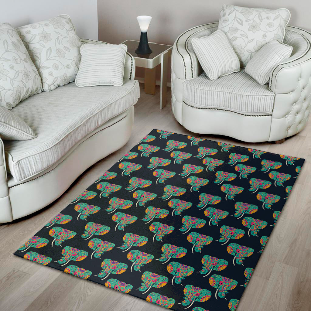 Indian Tribal Elephant Pattern Print Area Rug