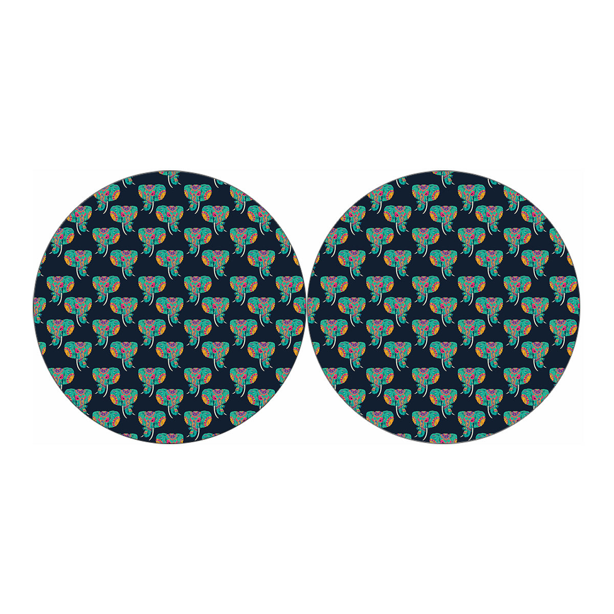 Indian Tribal Elephant Pattern Print Car Coasters