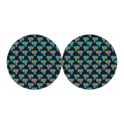 Indian Tribal Elephant Pattern Print Car Coasters