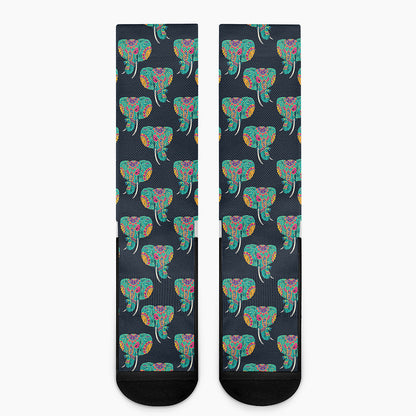 Indian Tribal Elephant Pattern Print Crew Socks