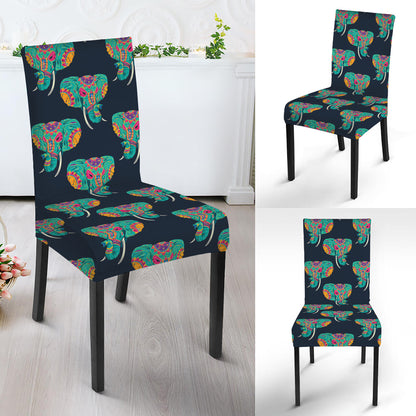 Indian Tribal Elephant Pattern Print Dining Chair Slipcover