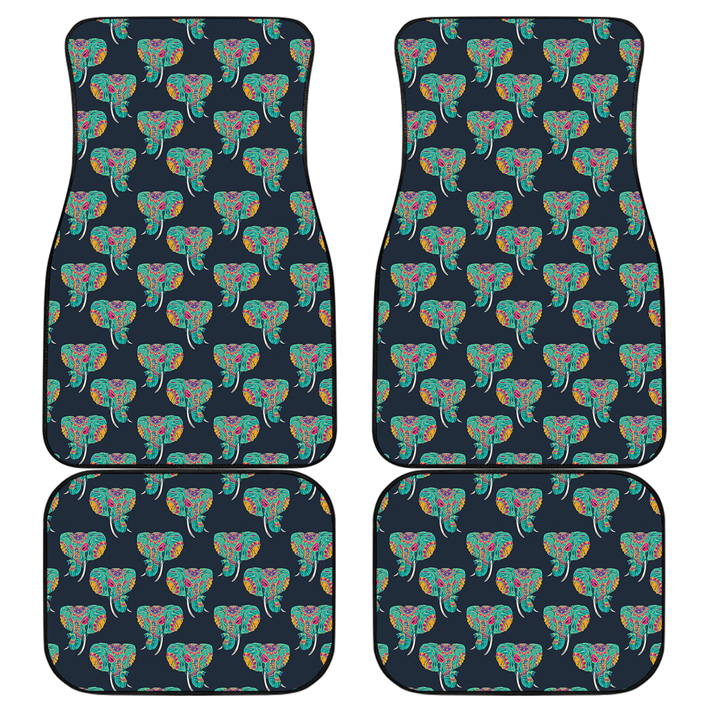 Indian Tribal Elephant Pattern Print Front and Back Car Floor Mats