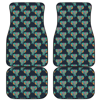 Indian Tribal Elephant Pattern Print Front and Back Car Floor Mats
