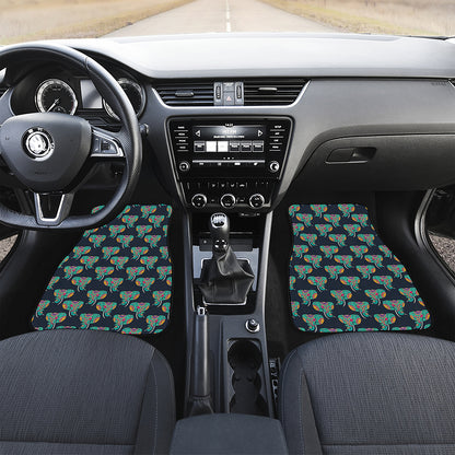 Indian Tribal Elephant Pattern Print Front and Back Car Floor Mats