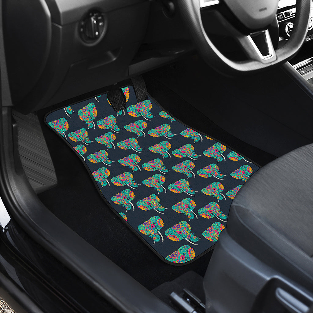 Indian Tribal Elephant Pattern Print Front Car Floor Mats