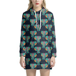 Indian Tribal Elephant Pattern Print Hoodie Dress