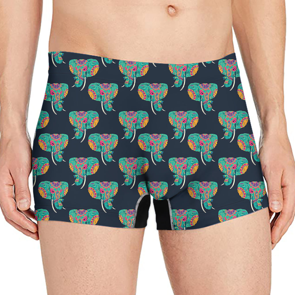 Indian Tribal Elephant Pattern Print Men's Boxer Briefs