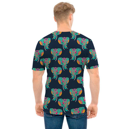 Indian Tribal Elephant Pattern Print Men's T-Shirt