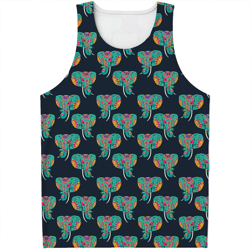 Indian Tribal Elephant Pattern Print Men's Tank Top