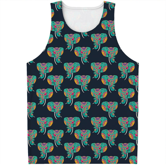 Indian Tribal Elephant Pattern Print Men's Tank Top