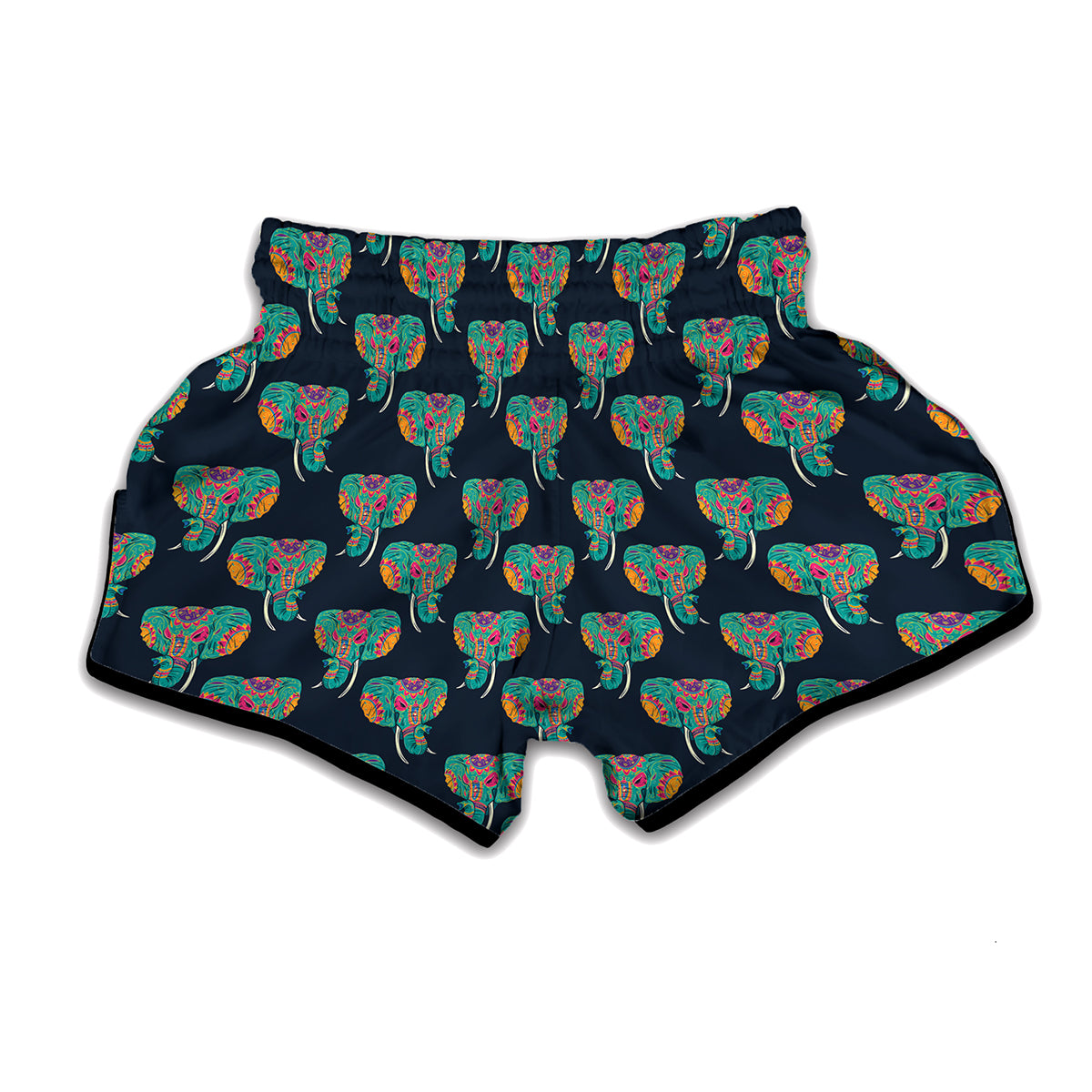 Indian Tribal Elephant Pattern Print Muay Thai Boxing Shorts